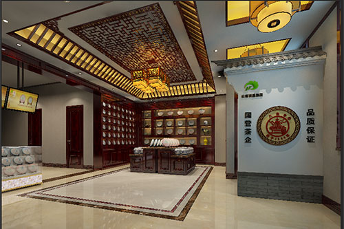 陇西古朴典雅的中式茶叶店大堂设计效果图
